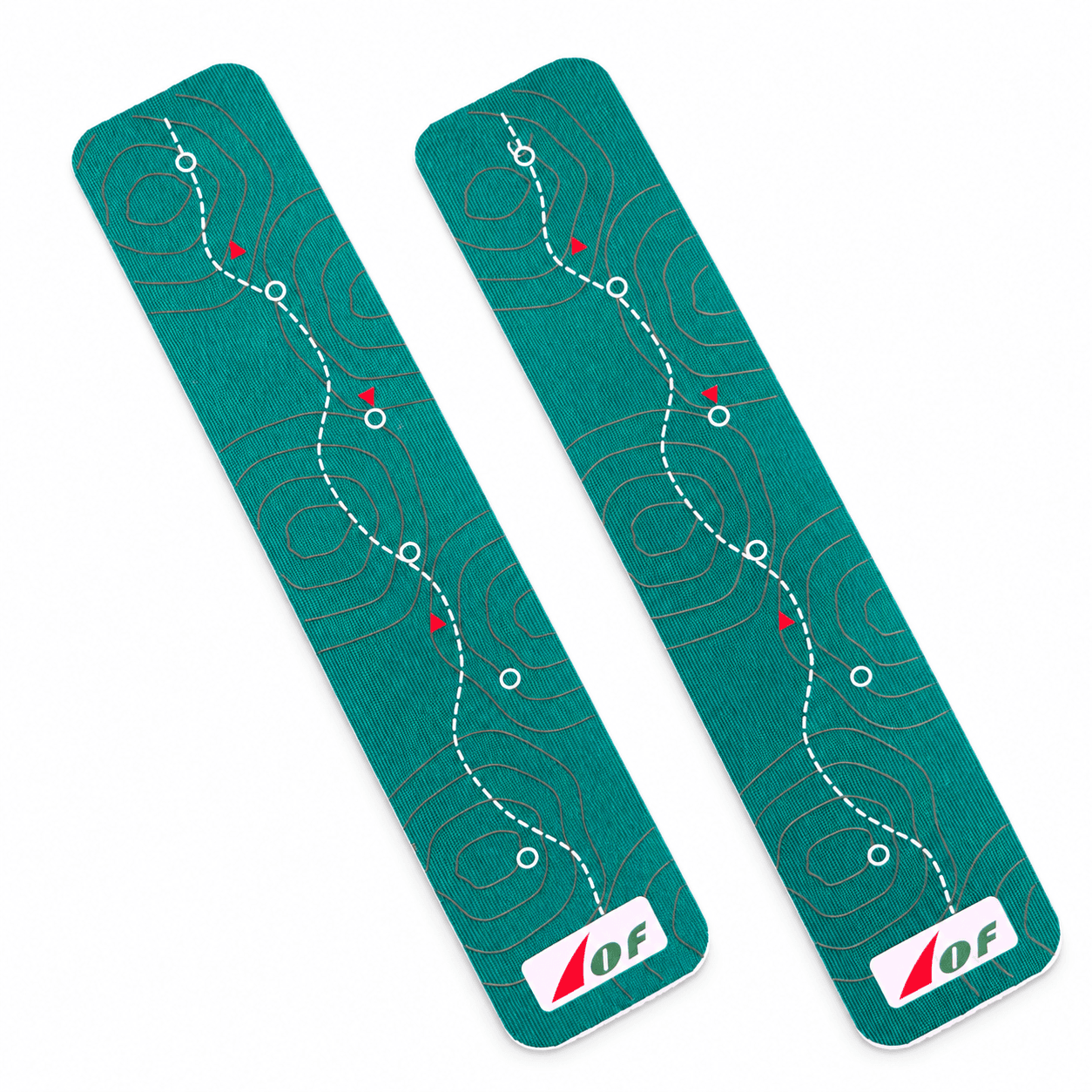Two actual green Wild Geometry tape strips on a white background